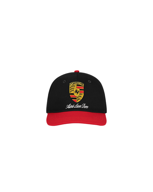 Boné Aimé Leon Dore x Porsche Colorblock Logo "Jet Black Multi" Preto/Vermelho