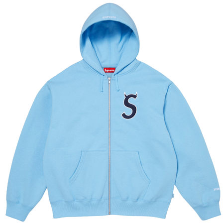 Moletom Supreme SS26 "Devil S Logo Zip Up" Azul Claro