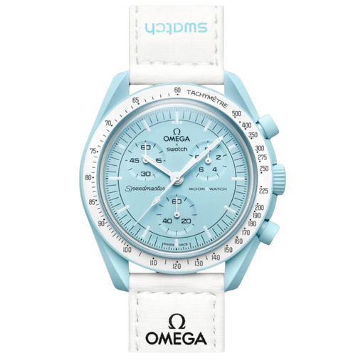 Relógio Swatch x Omega Bioceramic Moonswatch "Mission to Uranus" Branco/Verde