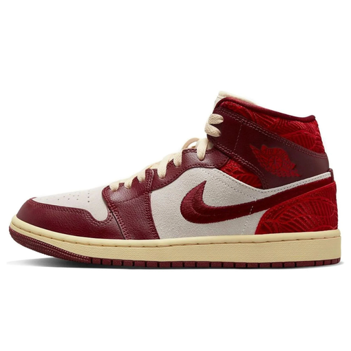 Tênis Nike Air Jordan 1 Mid SE Wmns "Tiki Leaf Team Red" Vermelho/Branco