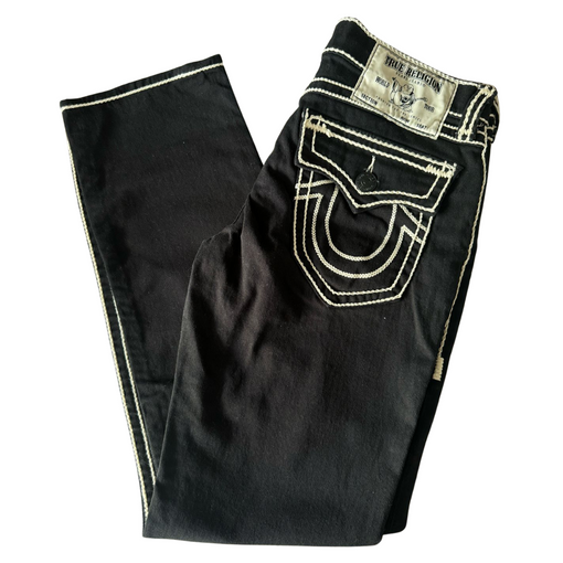 Calça True Religion "Ricky Super T Rope Stitch Straight" Preto