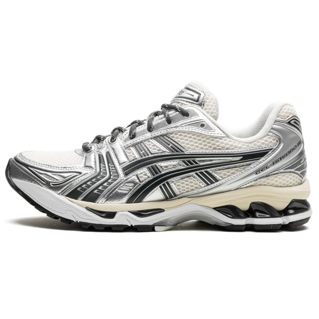 Tênis Asics Gel-Kayano 14 x Kith "Cream Scarab (2024)" Prata/Bege