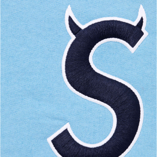 Moletom Supreme SS26 "Devil S Logo Zip Up" Azul Claro
