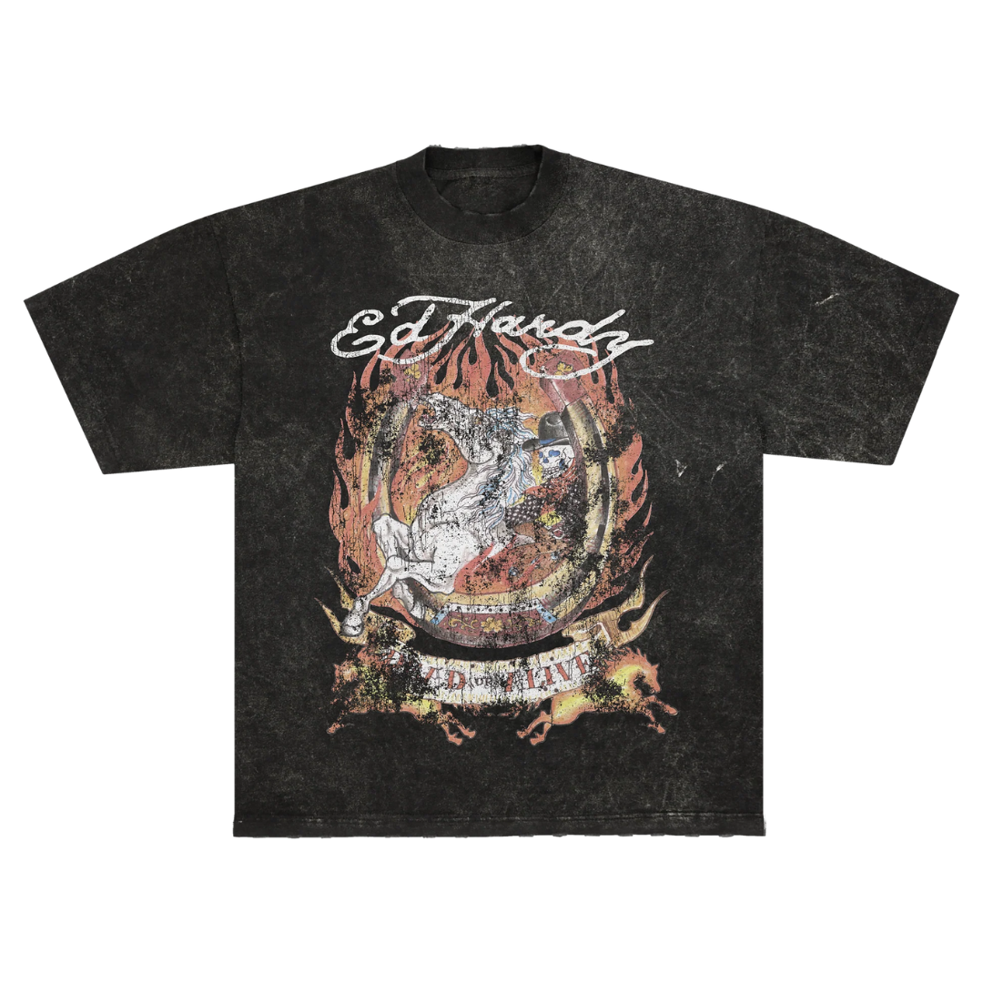 Camiseta Ed Hardy x Matue Horse "Grey" Cinza Estonado