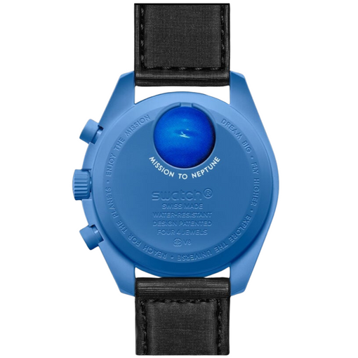 Relógio Swatch x Omega Bioceramic Moonswatch "Mission to Neptune" Azul/Preto