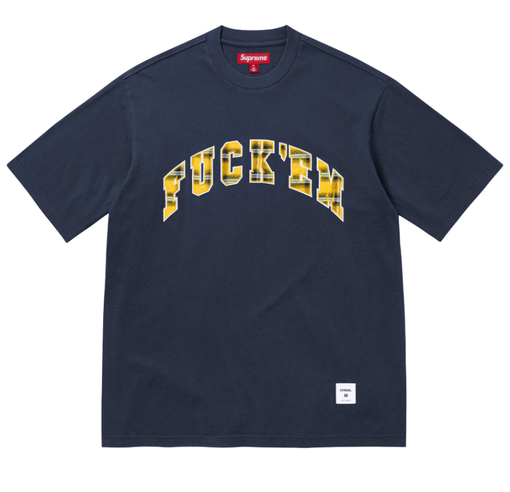 Camiseta Supreme SS26 "Fuck Em Plaid S/s Top" Azul Marinho