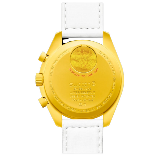 Relógio Swatch x Omega Bioceramic Moonswatch "Mission to the Sun" Branco/Amarelo