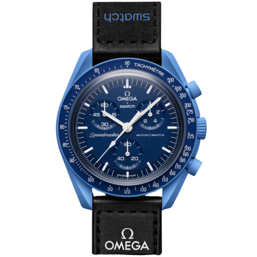 Relógio Swatch x Omega Bioceramic Moonswatch "Mission to Neptune" Azul/Preto