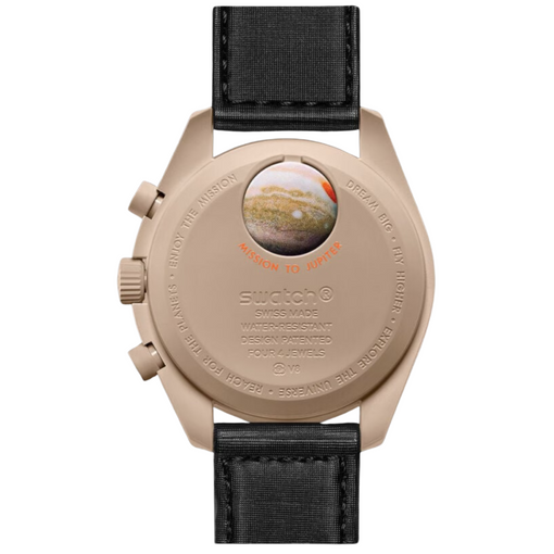 Relógio Swatch x Omega Bioceramic Moonswatch "Mission to Jupiter" Bege/Preto