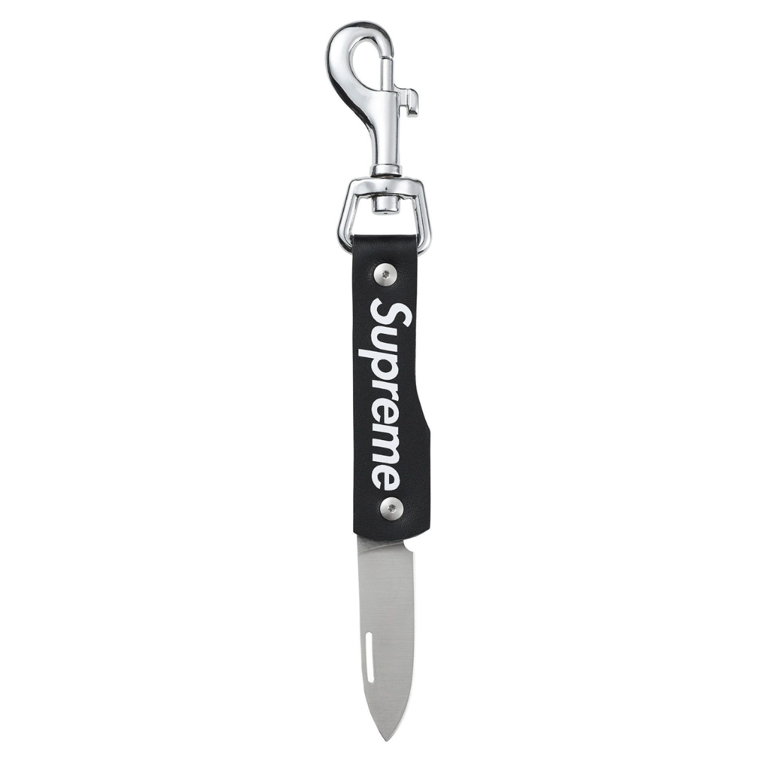 Chaveiro Supreme Leather Clip Knife FW25 "Black" Preto