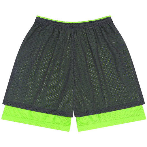 Shorts Denim Tears ADG Double Layer Mesh "Grey/Lime" Cinza/Verde