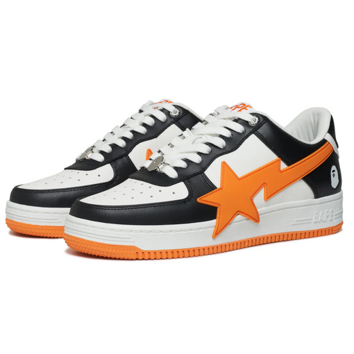 Tênis A Bathing Ape Bape Sta OS #2 "White Black" Preto/Laranja