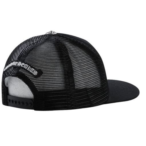 Boné Chrome Hearts "White Cemetary Cross (Pony Hair) CH Trucker Hat Black" Preto