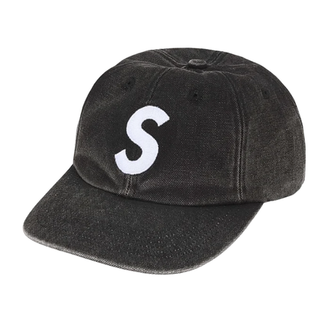 Boné Supreme 'Pigment Coated Canvas S Logo" Preto
