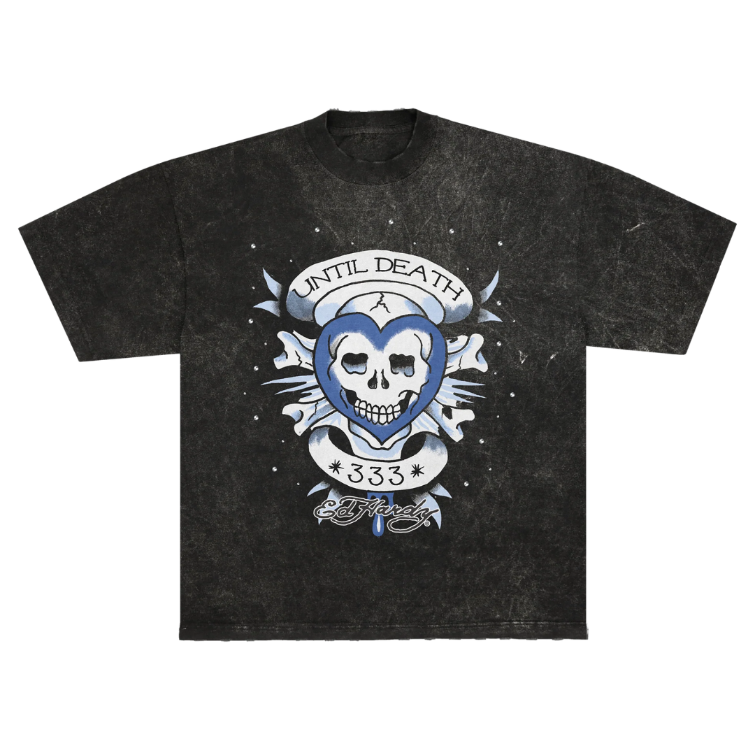 Camiseta Ed Hardy x Matue Until Death "Grey" Cinza Estonado