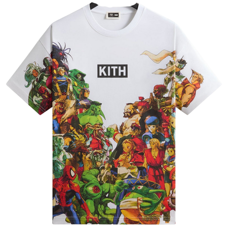 Camiseta Kith x Capcom Marvel vs. Capcom Collection New Age of Heroes All-Over Printed "White" Branco