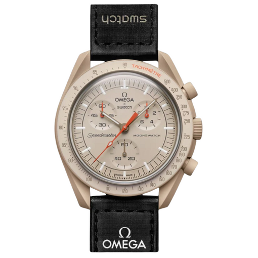 Relógio Swatch x Omega Bioceramic Moonswatch "Mission to Jupiter" Bege/Preto