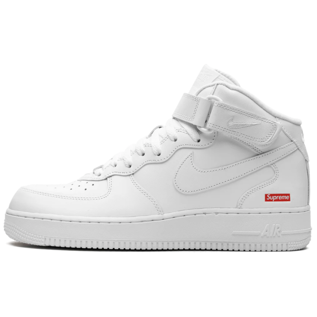 Tênis Nike Air Force 1 Mid x Supreme "White" Branco