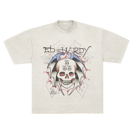 Camiseta Ed Hardy x Matue Bat Skull "Off-White" Branco