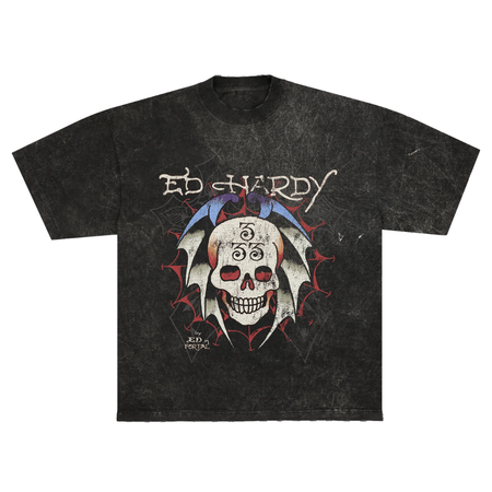Camiseta Ed Hardy x Matue Bat Skull "Grey" Cinza Estonado