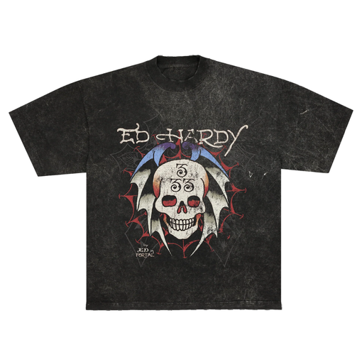 Camiseta Ed Hardy x Matue Bat Skull "Grey" Cinza Estonado