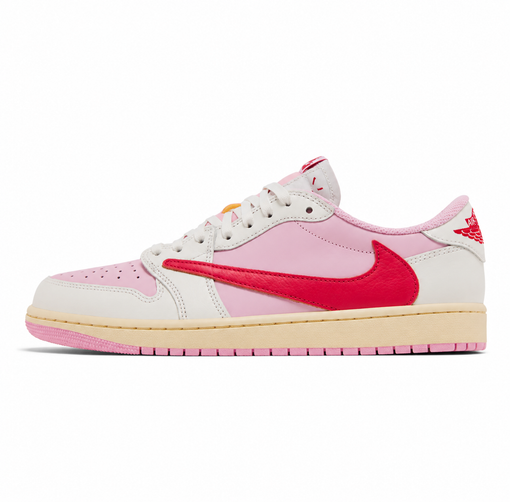 Tênis Nike Jordan 1 Retro Low OG SP Travis Scott "Sail Tropical Pink" Rosa/Branco