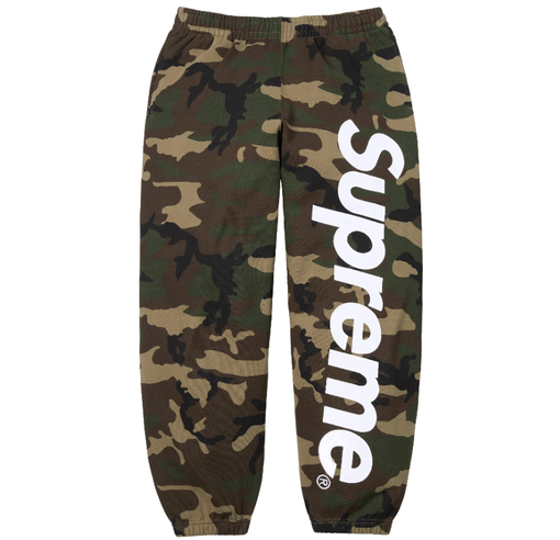 Calça Supreme SS26 "Satin Appliqué" Camuflado