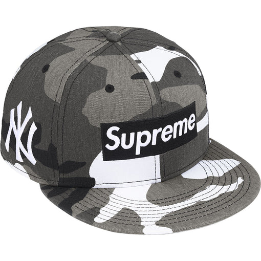 Boné Supreme x New Era x MLB Teams Box Logo FW25 "Snow Camo - New York Yankees" Cinza