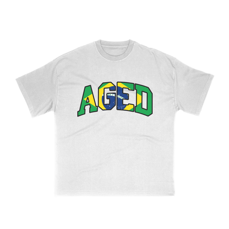 Camiseta Aged Archive "Logo Brasil" Branco