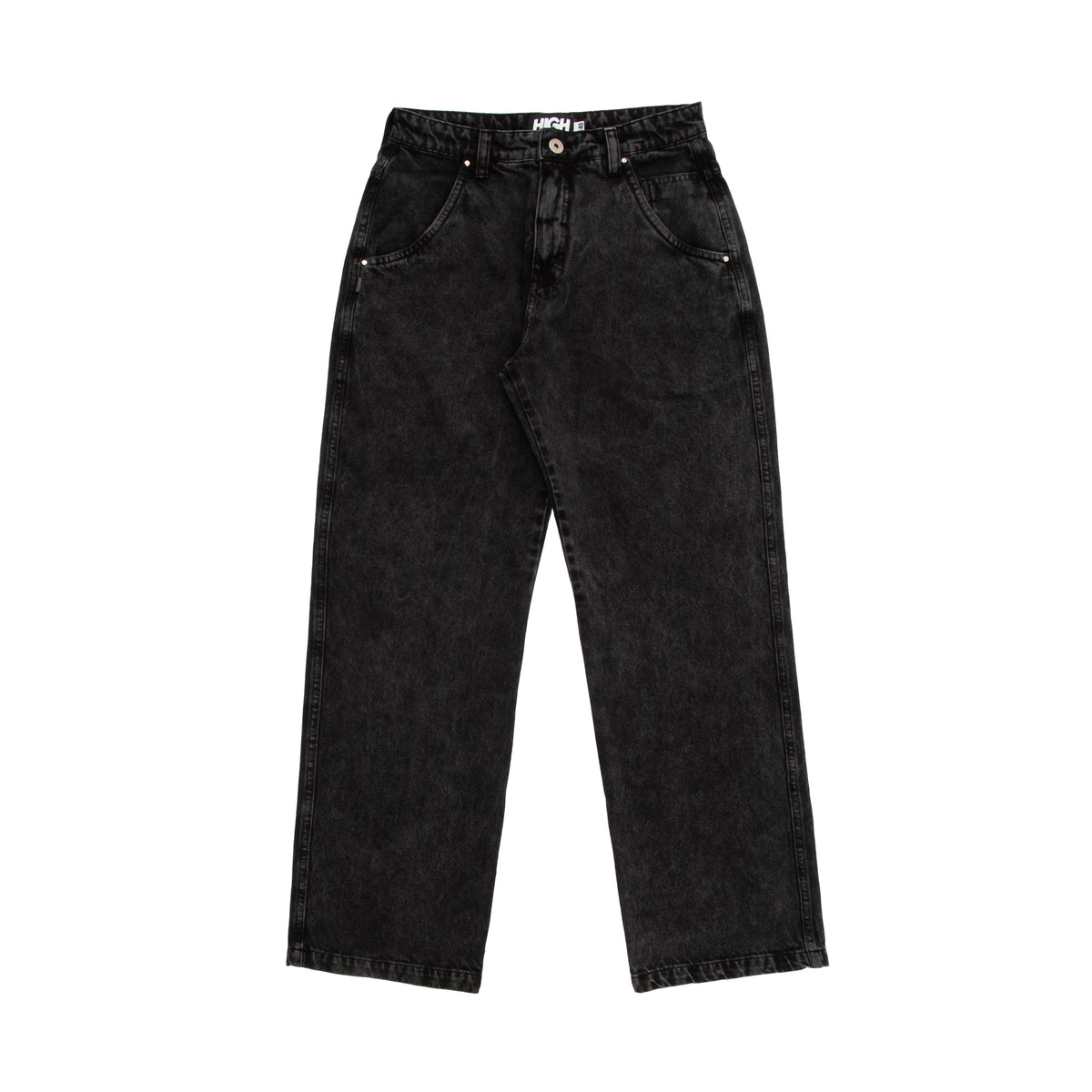 Calça Jeans High "Logo Line" Preto