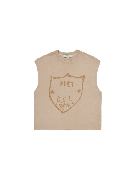 Tank Top Piet "Emblem Raw Edge Oversized" Caqui