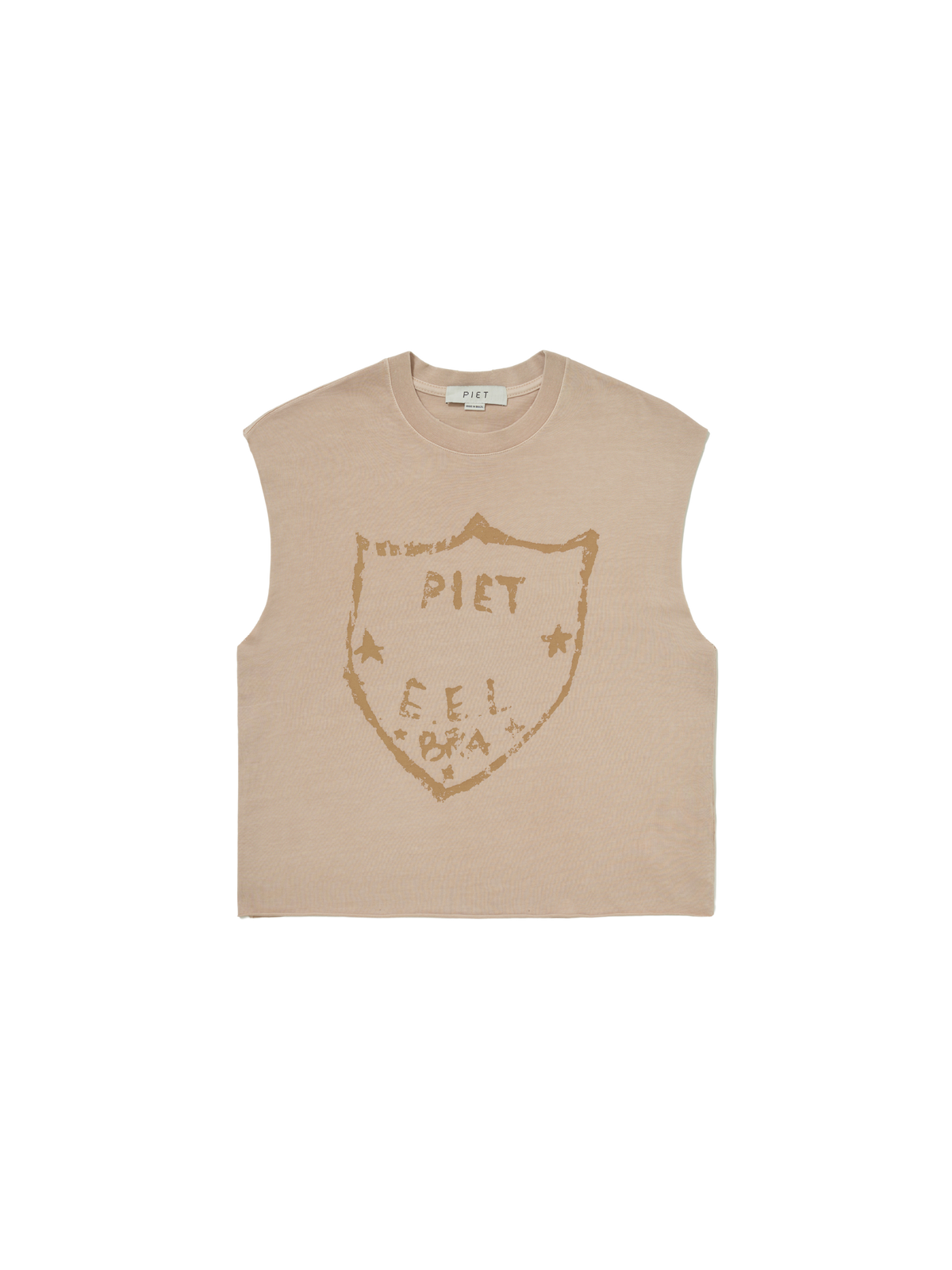 Tank Top Piet "Emblem Raw Edge Oversized" Caqui