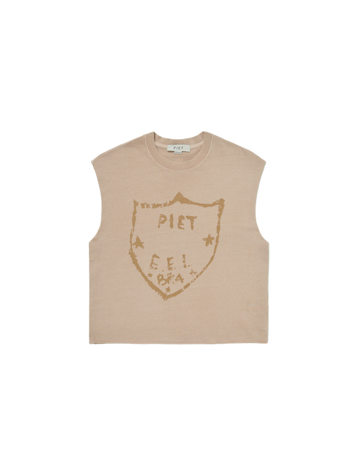 Tank Top Piet "Emblem Raw Edge Oversized" Caqui
