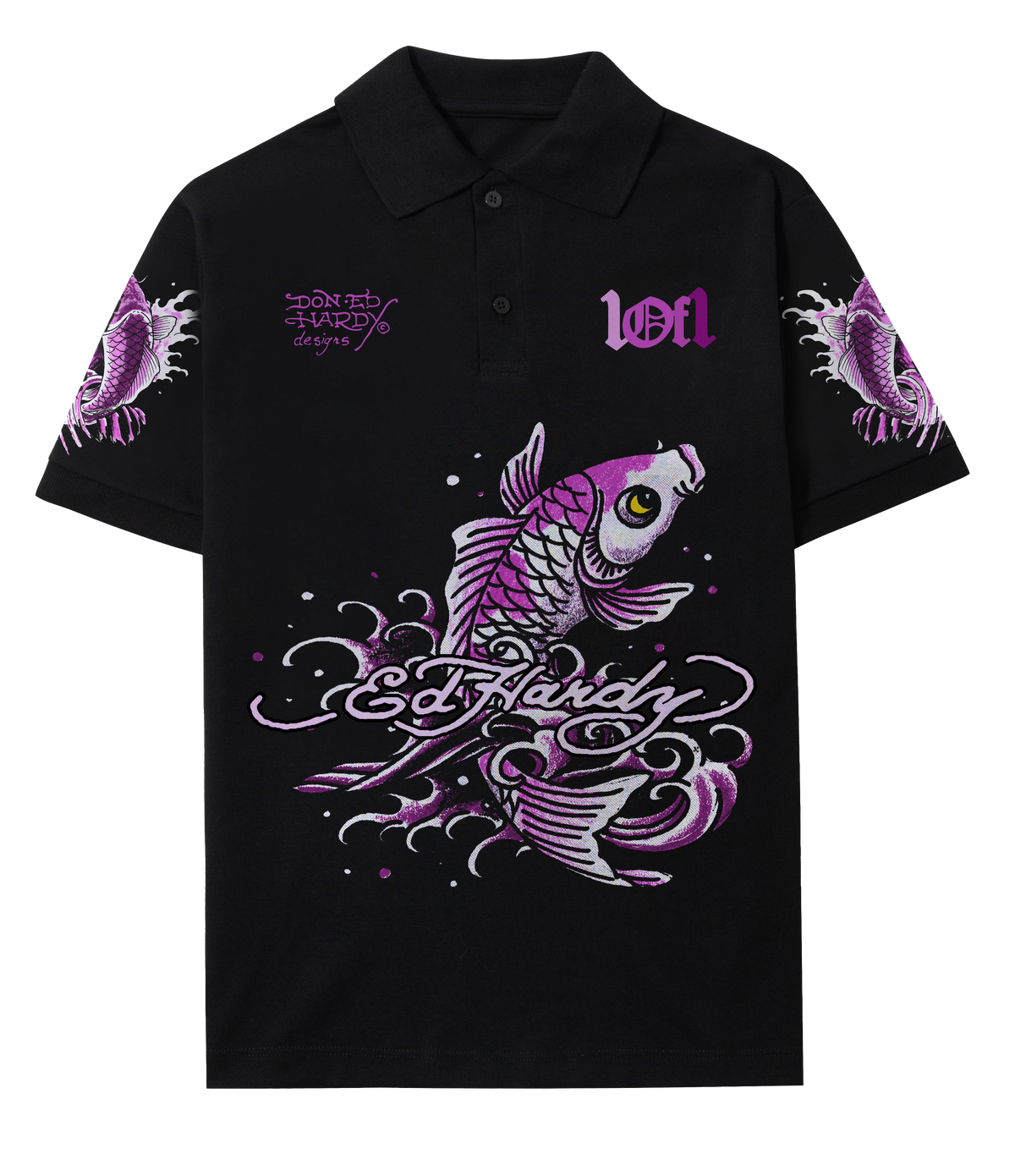 Camiseta Polo Exclusivist 1of1 x Ed Hardy Upstream Flow Preto
