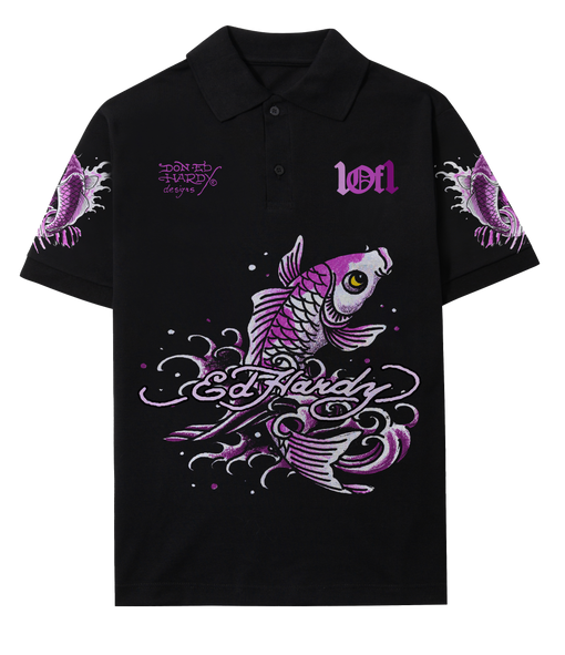 Camiseta Polo Exclusivist 1of1 x Ed Hardy Upstream Flow Preto