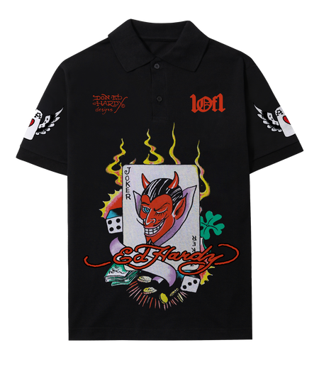 Camiseta Polo Exclusivist 1of1 x Ed Hardy Sin City Preto