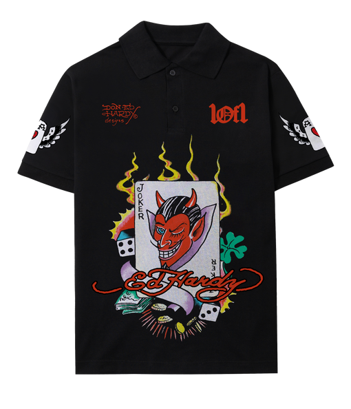 Camiseta Polo Exclusivist 1of1 x Ed Hardy Sin City Preto