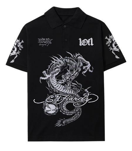 Camiseta Polo Exclusivist 1of1 x Ed Hardy Hidden Dragon Preto