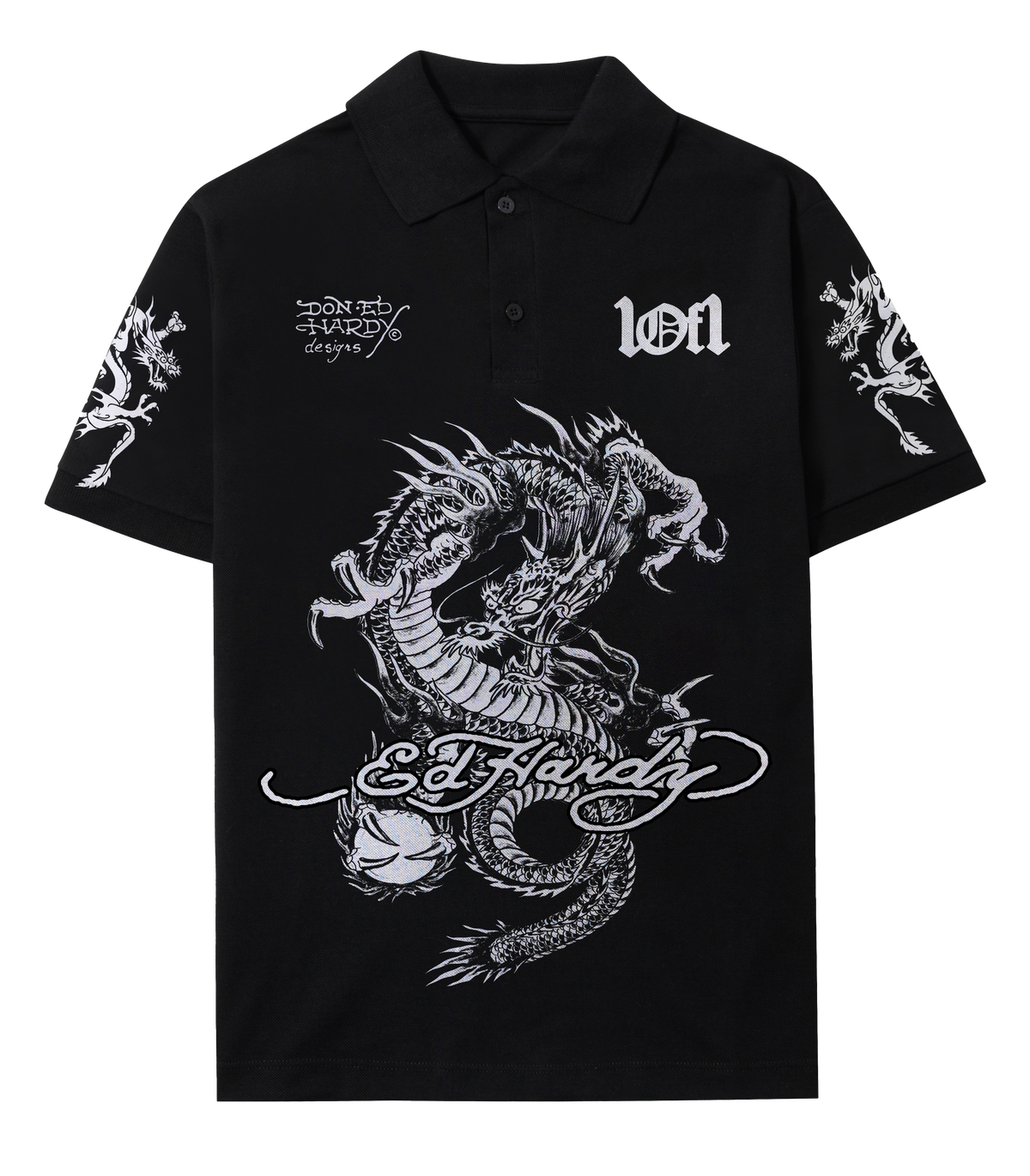 Camiseta Polo Exclusivist 1of1 x Ed Hardy Hidden Dragon Preto