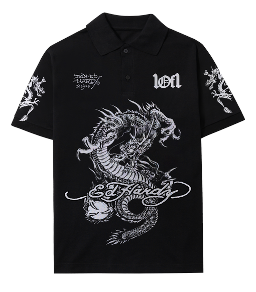 Camiseta Polo Exclusivist 1of1 x Ed Hardy Hidden Dragon Preto