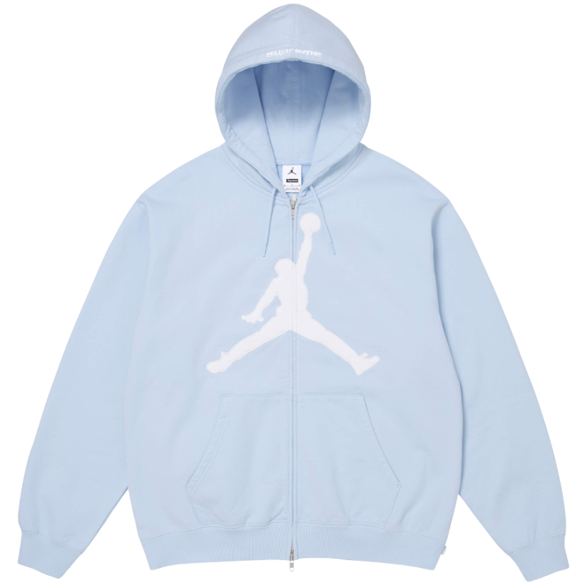 Moletom Supreme x Air Jordan SS26 "Zip Up" Azul Claro
