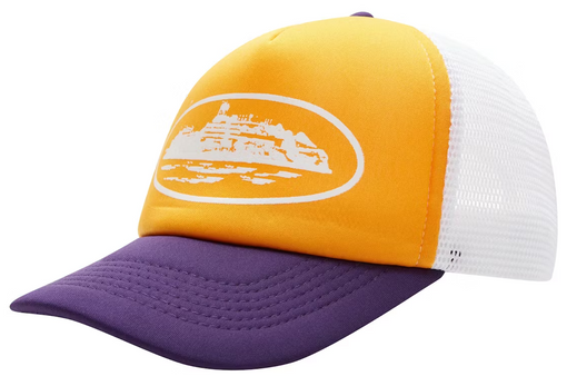 Boné Trucker Corteiz "Alcatraz" Amarelo/Roxo