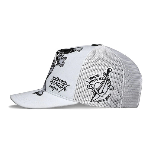 Boné Ed Hardy Trucker Deathorglory "White" Branco