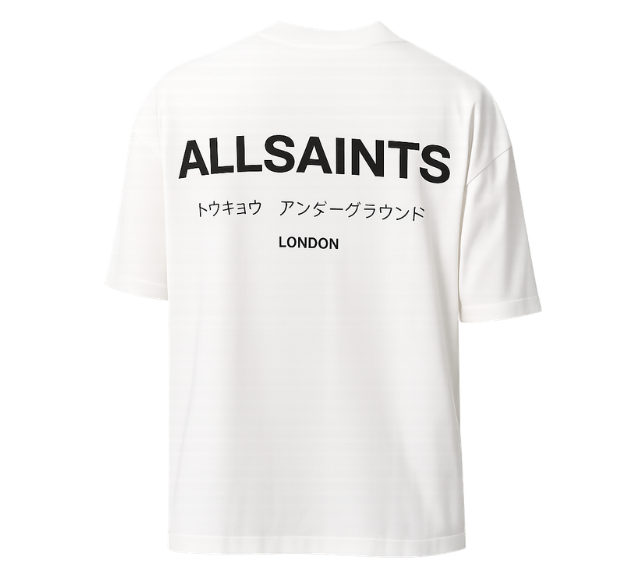 Camiseta AllSaints "Underground Oversized Crew Neck T-Shirt" Branco