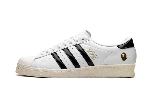 Tênis adidas Superstar Vintage x Bape White Black Branco