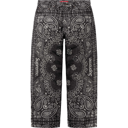 Calça Supreme Bandana Jacquard Baggy Jean "Black Preto