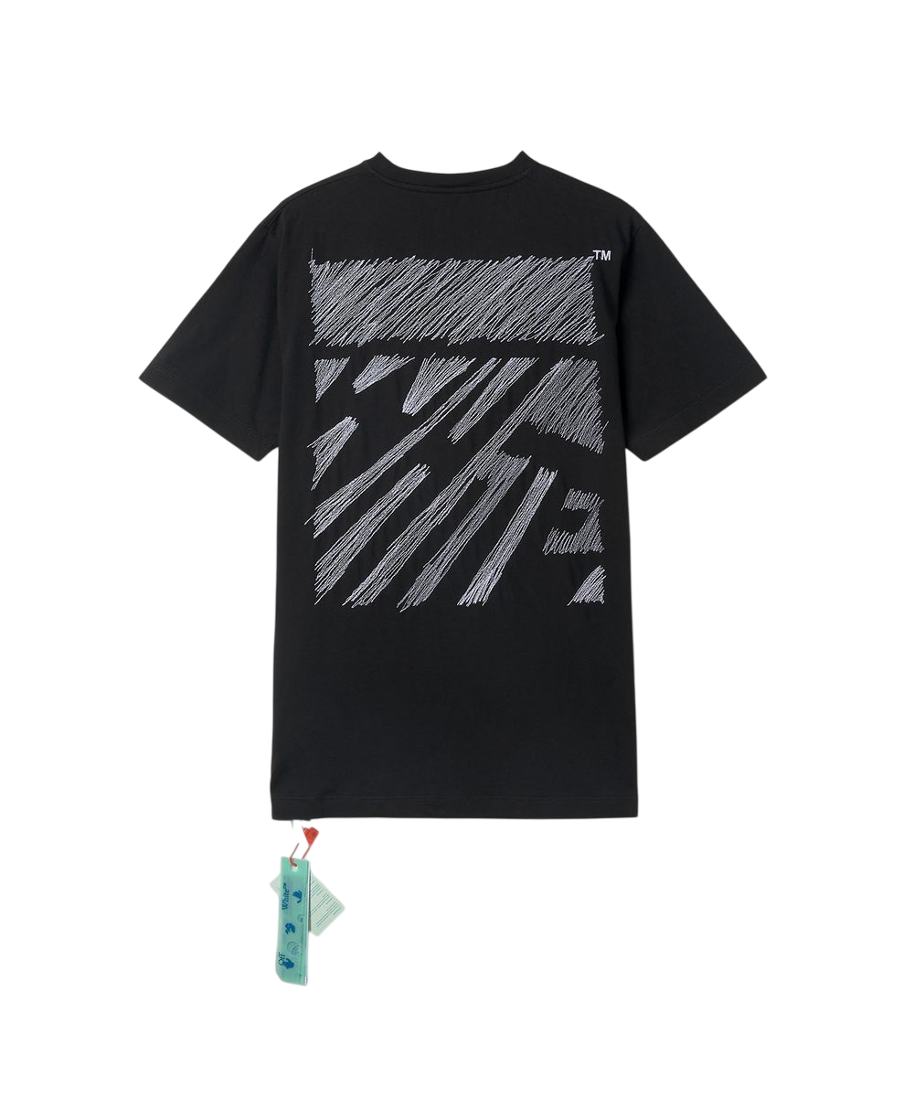 Camiseta Off White™ Scribble Diag Slim Preta Bordada Preto