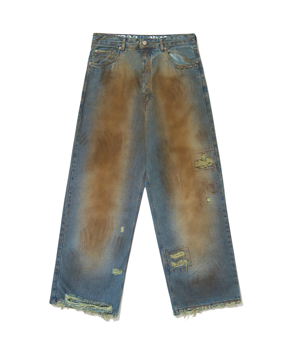 Calça Piet "Oversized Trashed Denim" Verde