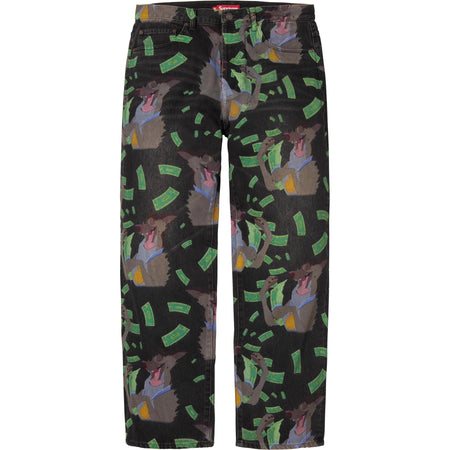 Calça Supreme All Dogs Go To Heaven Loose Fit Jean FW25 " Washed Black" Preto