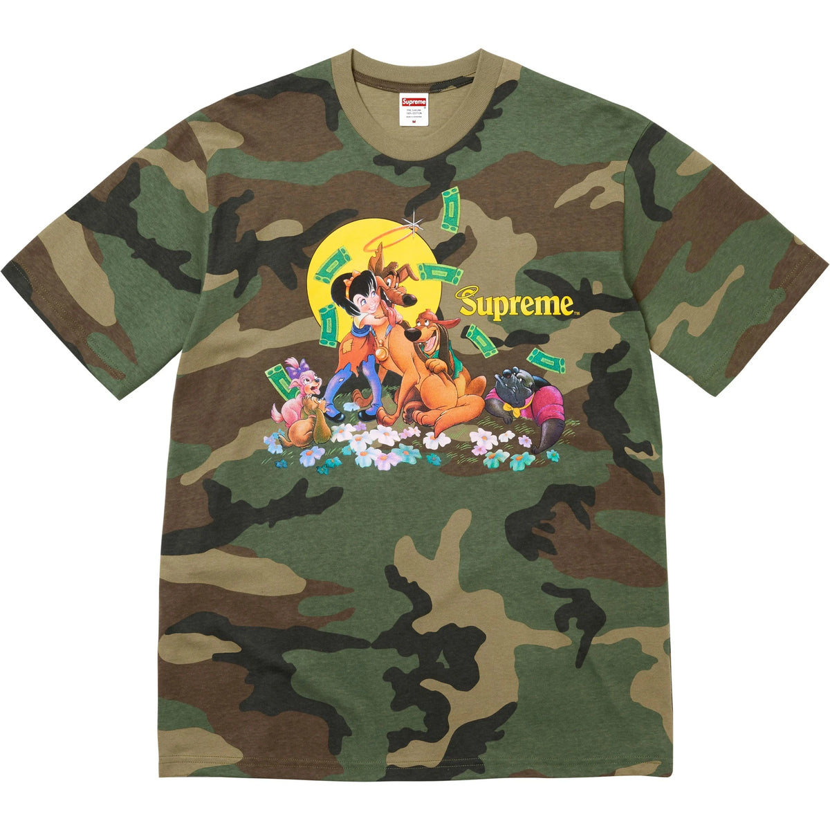 Camiseta Supreme All Dogs Go To Heaven FW25 "Woodland Camo" Verde